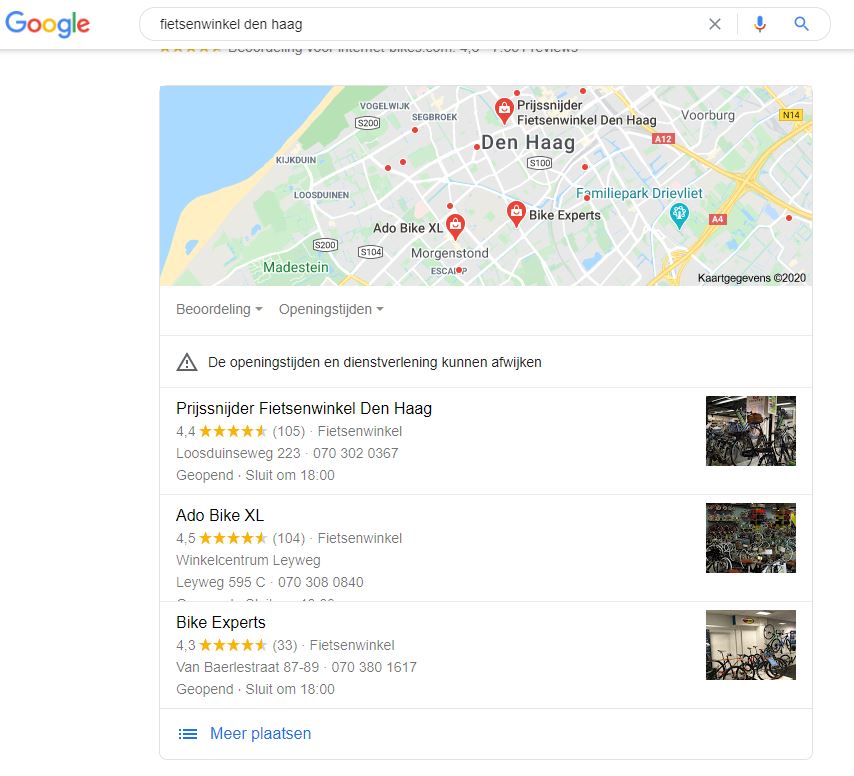google maps seo resultaten